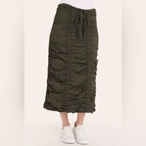 XCVI Double Shirred Panel Olive Skirt